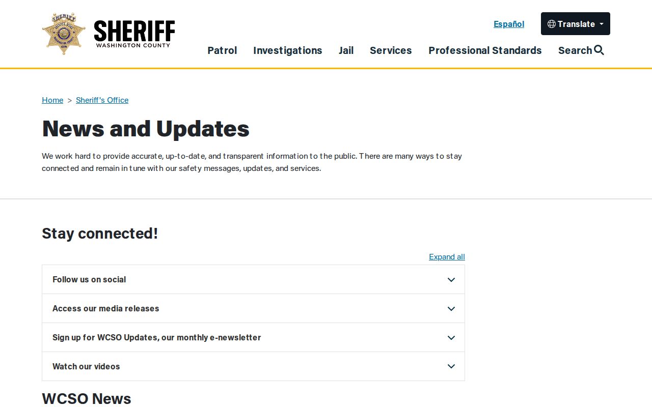 Washington County Sheriff News and Updates official release hub